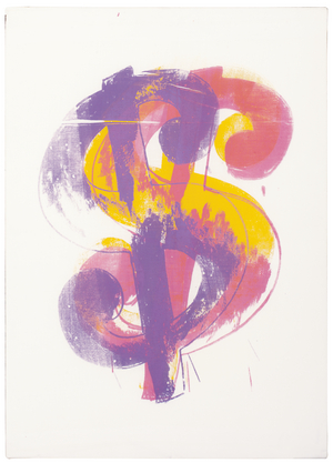 Dollar Sign, c.1982 (silkscreen inks on handkerchief mounted on board)