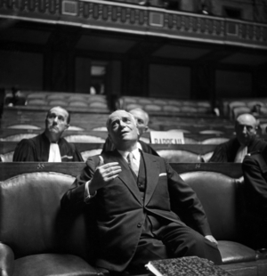 Trial of Leon Cayla (French Colonial Administrator during Ww2), Paris, July 19, 1946 (b/w photo)