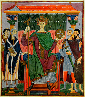 Germany: Gospel painting of Otto III (980-1002), 14th Holy Roman emperor, c. 1000, Bavarian State Library, Munich