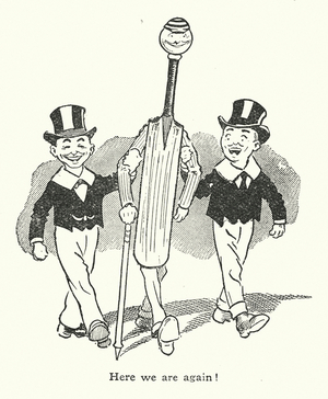 Boys walking out a cricket bat and ball (litho)