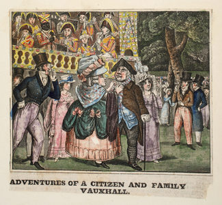 Adventures of a Citizen and Family Vauxhall, 1826 (hand-coloured engraving)