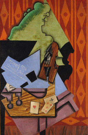 Violin and Playing Cards on a Table, 1913 (oil on canvas)
