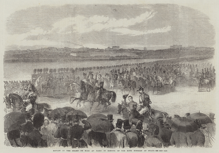Review in the Champ de Mars at Paris in Honour of the King Consort of Spain (engraving)