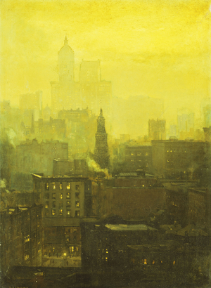 Urban Nocturne,  (oil on canvas)