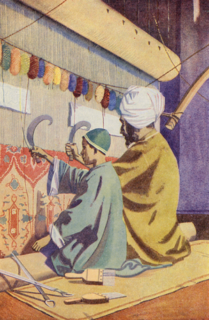 A Little Carpet Maker (colour litho)