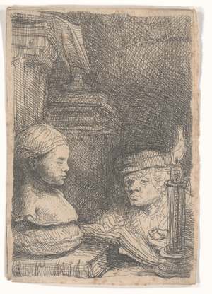 Man drawing from a cast (etching)