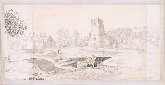 The Excavation of Woodchester Roman Villa, 1793 (pencil, pen, ink & wash on paper)