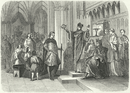 Coronation of Henry the Young King by Roger, Archbishop of York, 1170 (engraving)