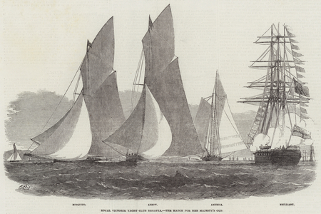 Royal Victoria Yacht Club Regatta, the Match for Her Majesty's Cup (engraving)
