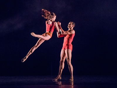 Brandon Lawrence (He) and Delia Mathews (She) in Embrace by George Williamson, Sadler's Wells, June 2018 (photo)