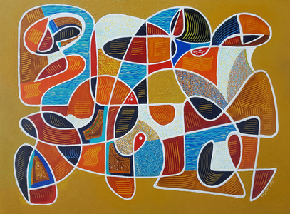 Fish In Wave, 2017 (acrylic on canvas)