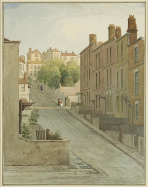 Montague Street and houses on Kingsdown (pencil & w/c on paper)