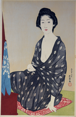 Natsugoromo no onna (Woman in a Summer Garment), 1920 (colour woodbock print)