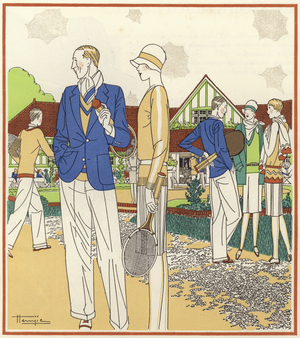 Tennis Club at Le Touquet (colour litho)