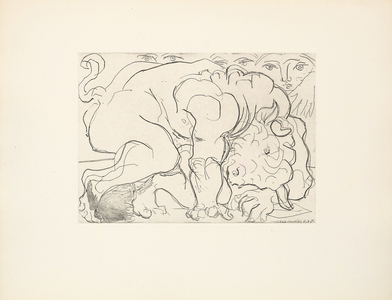 Minotaure Blessé, VI, from La Suite Vollard (B. 196; Ba. 363 Bd), 1933 (etching)