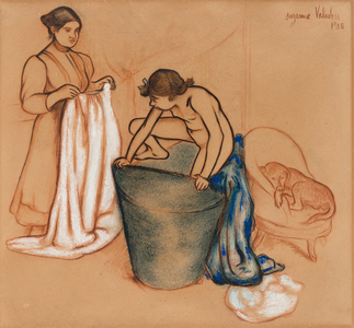 The Bath, 1908 (crayon, pastel, & red & white chalk on paper)