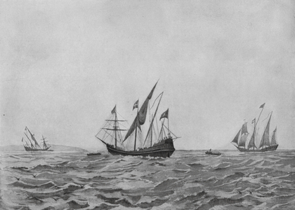 Columbus nearing the Land of the New World (litho)