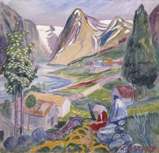 Kari at Sunde; Kari paa Sunde,  (oil on canvas)