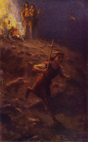 A runner with the fiery cross (colour litho)