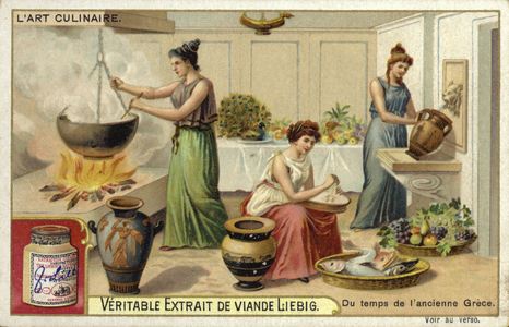 Cooking in Ancient Greece (chromolitho)