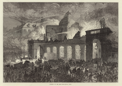 Burning of the old opera house, Paris (engraving)
