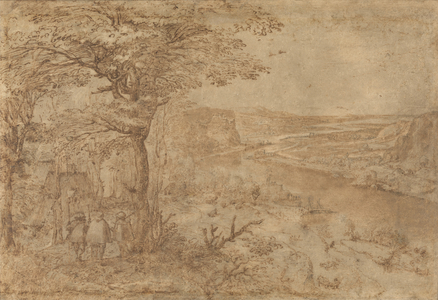 Landscape with pilgrims (pen & brown ink on paper)