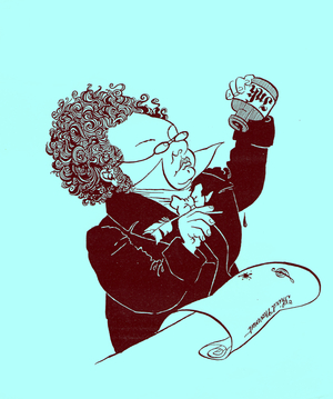 Franz Schubert  caricature by John Minnion Blotting ink on empty scroll headed Third Movement