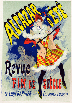 Art. Entertainment. Variety show End of the Century a the parisian cabaret l'Alcazar d'Ete. Poster by Jules Cheret, France, 1890 (poster)