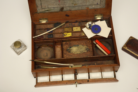 Emily Bronte's artist’s box and geometry set (photo)
