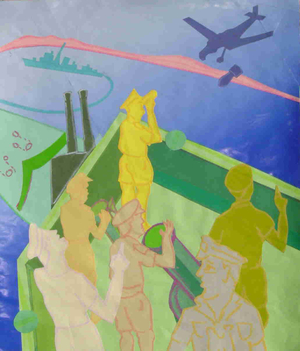 The tow goes ahead, Plate 32 from 'A Boy at Sea' (collage)