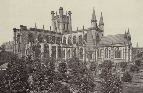 Chester: The Cathedral, from City Walls (litho)