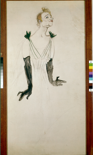 Yvette Guilbert, 1894 (charcoal with oil color strokes on paper)
