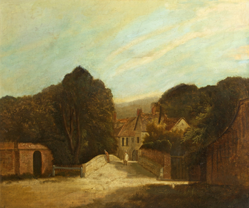 Crane Bridge, Salisbury, with a Church House Beyond, c.1830 (oil on canvas)