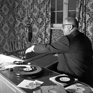 Radio speaker and presender of BFN at the studio in Hamburg, Germany 1950s