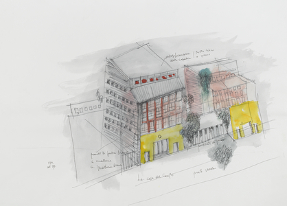 The Campus House, 1985 (watercolor and marker on paper)