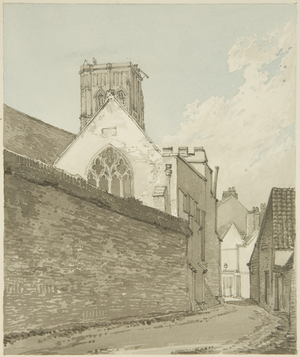 East end of Temple Church (pencil & w/c on paper)