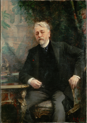 Gustave Eiffel, engineer, built the Eiffel-tower in Paris … (painting on canvas)