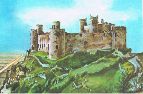 Harlech Castle, from Knowledge Magazine, 1963 (colour litho)
