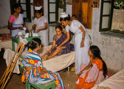 Christian Mission; Patient attending clinic at CMC Hospital, Vellore, Tamil Nadu, South India (photo)