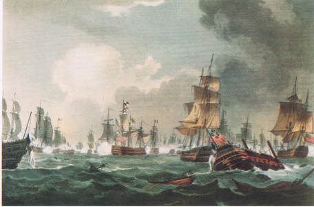 The Glorious first of June'-Lord Howe's victory 1794, from British Adventure published by Collins, 1947 (colour litho)