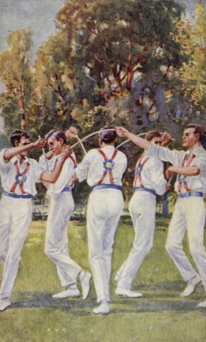 The Earsdon Sword Dance (colour litho)
