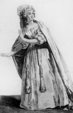Melle Saint-Val, French comedian here as Iphigenie in Tauride, performed for the 1st time on june 4, 1757