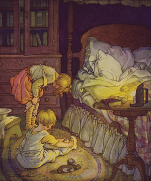 A Child’s Garden of Verses: Bed in Summer (colour litho)