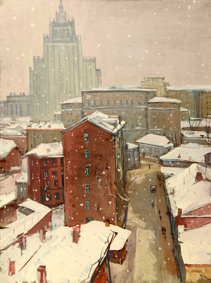 Winter in Moscow, 1972 (gouache on paper)