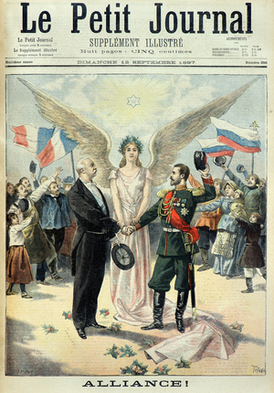 Felix Faure et lNicolas 2 celebrant l'alliance Franco Russe 1897 (Engraving)