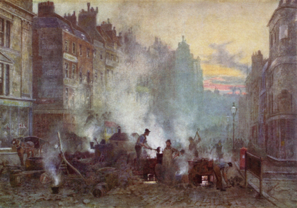 Asphalting in the Strand (colour litho)