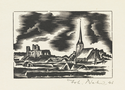 A General View to Rakvere, 1948 (woodcut)