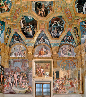 Bacchus (Dionysos) and Ariadne, Adonis bathing, Venus and Mars, North Wall, Chamber of Cupid and Psyche (Sala di Amore e Psiche), 1526-1528