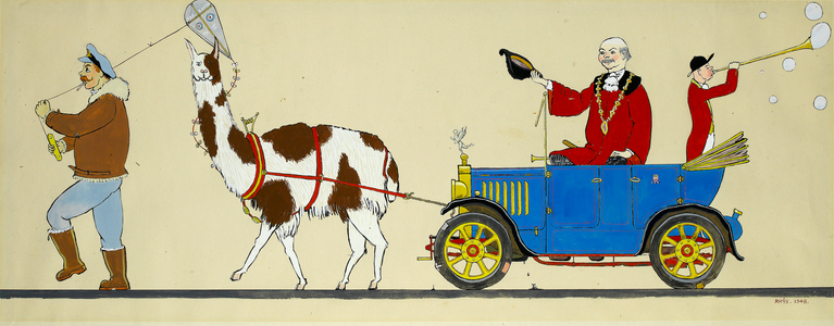 The Victory Parade, No.4, The Airforce and the Mayor, c.1948 (gouache over pen & ink on paper)