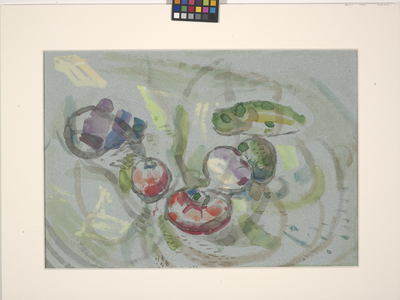 Vegetables (watercolour on blue paper)